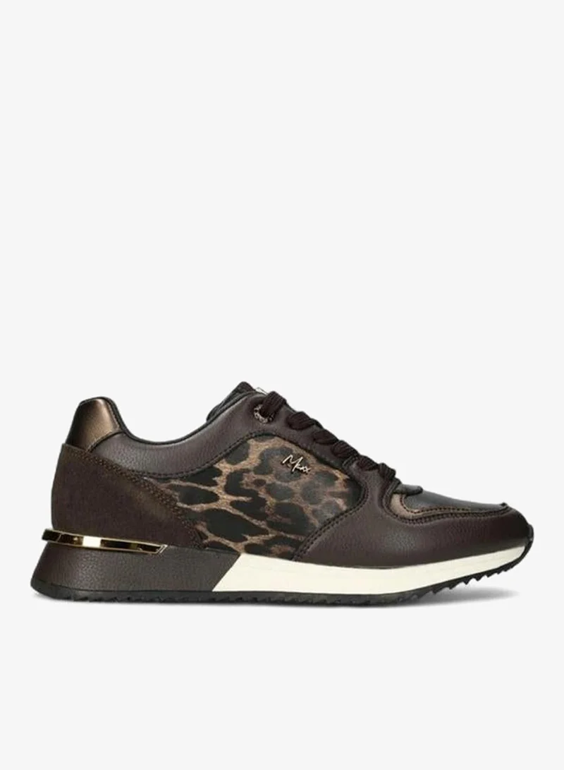 Animal Print Panelled Lace-Up Sneakers