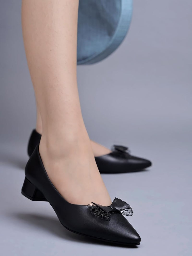 Shoetopia Women's Pointed Toe  Ballet Flats | Elegant Slip-On Dress Sandal with Bow Detail | Comfortable Office, Party & Casual Footwear - Image 1