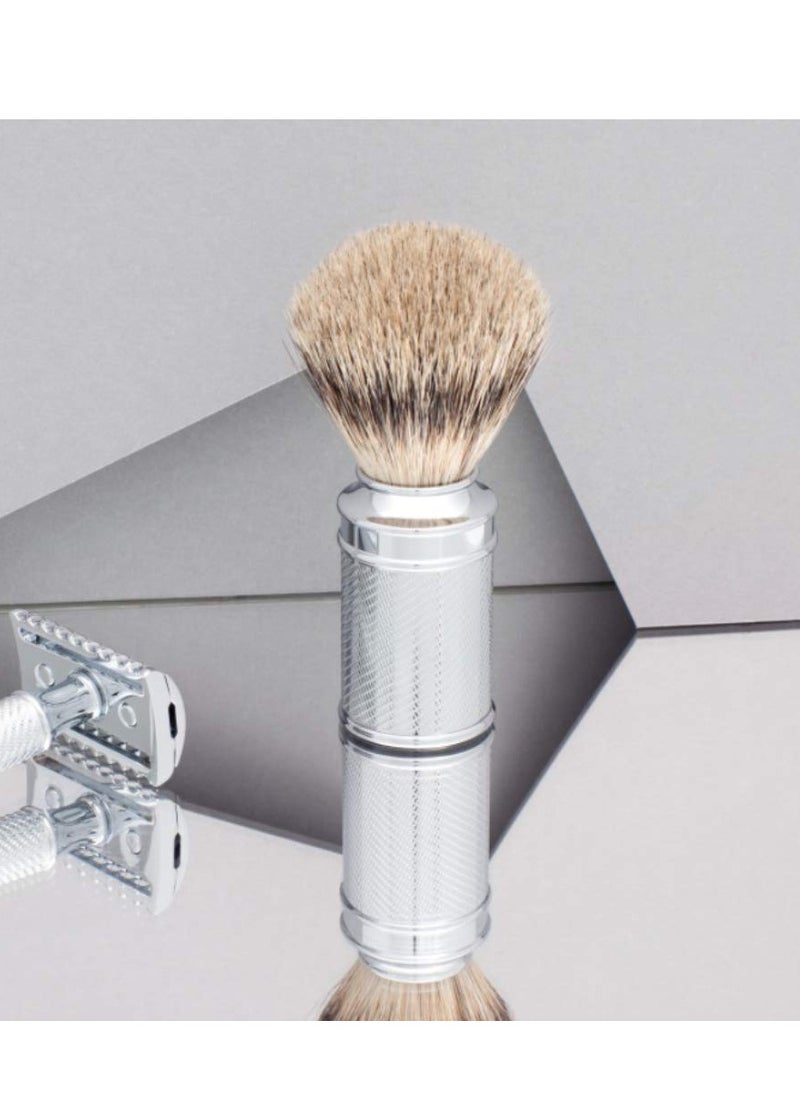 Muhle MÜHLE Traditional Silvertip Badger Shaving Brush | Chrome Plated Stainless Steel Handle | Luxury Shave Accessory for Men  - Image 3