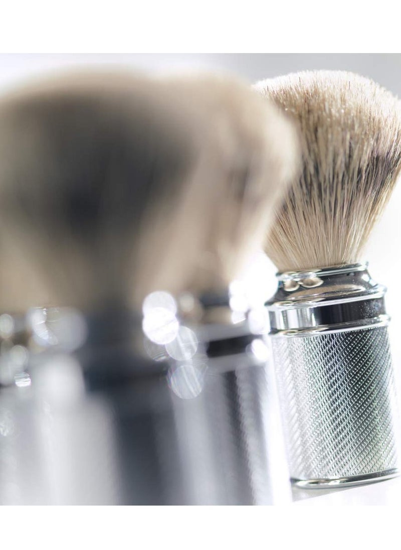 Muhle MÜHLE Traditional Silvertip Badger Shaving Brush | Chrome Plated Stainless Steel Handle | Luxury Shave Accessory for Men  - Image 4
