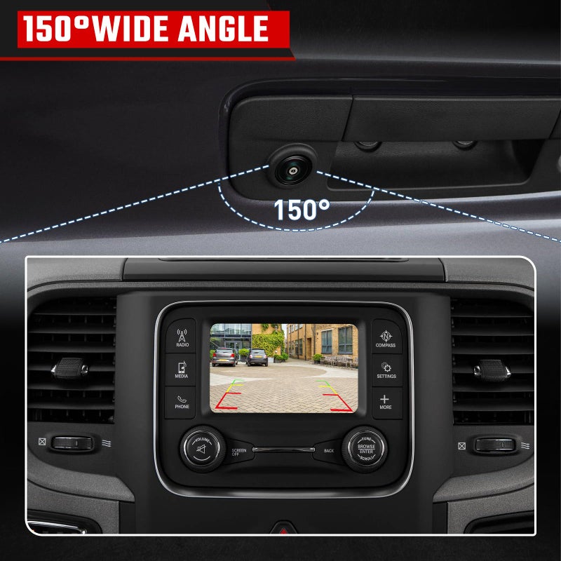 ISINSWIFT Tailgate Handle Backup Camera Fit for Dodge RAM 1500 2009-2017,Fit for Dodge RAM 2500 3500 2010-2017 Tailgate Reversing Rear View Park Assist Camera RCA Plug Replace# 68084284AB - Image 4