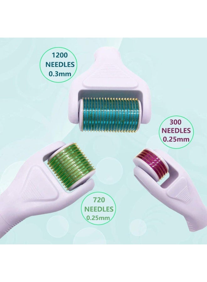 Red Blossom 4 in 1 Derma Roller Kit – Microneedle Roller for Face, Beard & Body – Skin Rejuvenation, Anti-Aging, Scar & Stretch Mark Treatment with 3 Replaceable Heads & Storage Case - Image 3