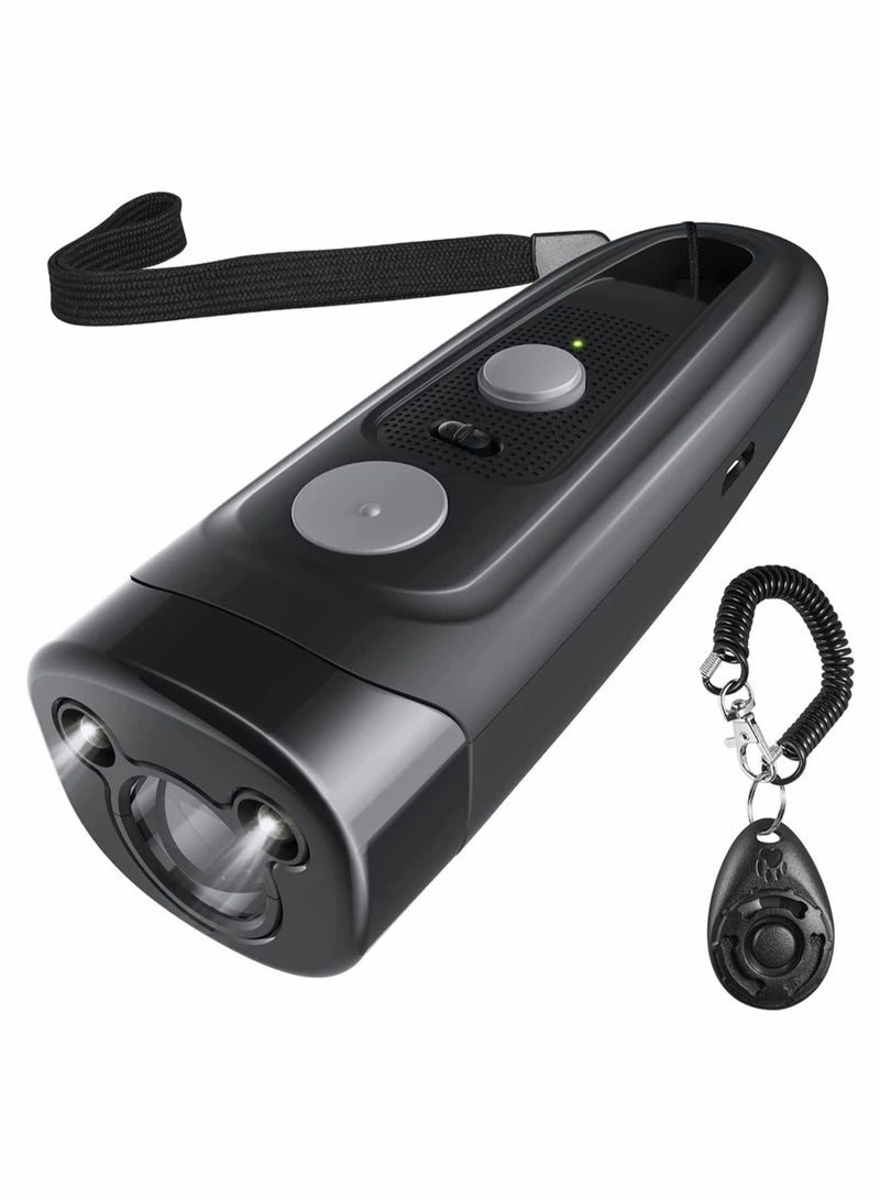Excefore Ultrasonic Dog Dark Deterrent Dog Barking Control Devices Rechargeable Anti Barking Device Outdoor and Indoor Handheld Stop Neighbors Dog Barking 16.5ft Range LED Flashlight with Dog Clicker - Image 1