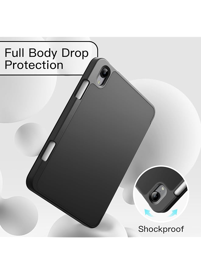 جي تيك حافظة لجهاز ايباد ميني A17 برو 2024 موديل الجيل السابع ميني 6 2021 غطاء رفيع لجهاز تابلت الجيل السادس مع ظهر ناعم من مادة TPU مع خاصية الاستيقاظ التلقائي باللون الأسود - Image 4