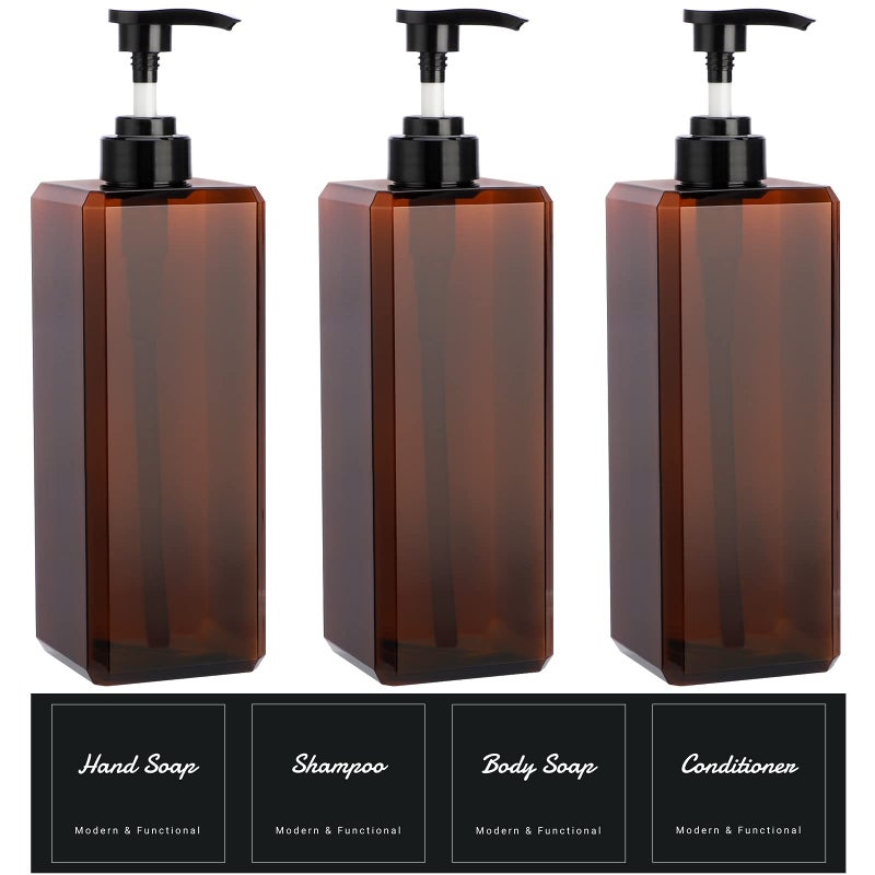 Suream Suream Large Pump Bottles for Shampoo and Conditioner 3Packs 338oz Empty Cosmetic Dispenser with 4PCS Lables Refillable Shower Press Dispensers for Bathroom Bedroom Washroom Hotel 