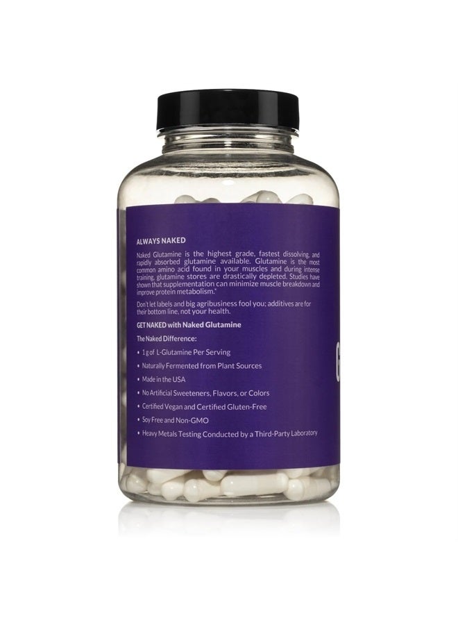 NAKED nutrition Pure L-Glutamine Capsules - 120 Servings - Made in The USA, Vegan, Non-GMO, Gluten and Soy Free. Minimize Muscle Breakdown & Improve Protein Synthesis, Nothing Artificial - Image 3