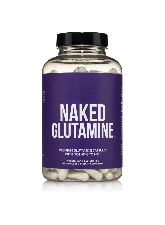 NAKED nutrition Pure L-Glutamine Capsules - 120 Servings - Made in The USA, Vegan, Non-GMO, Gluten and Soy Free. Minimize Muscle Breakdown & Improve Protein Synthesis, Nothing Artificial - Image 1