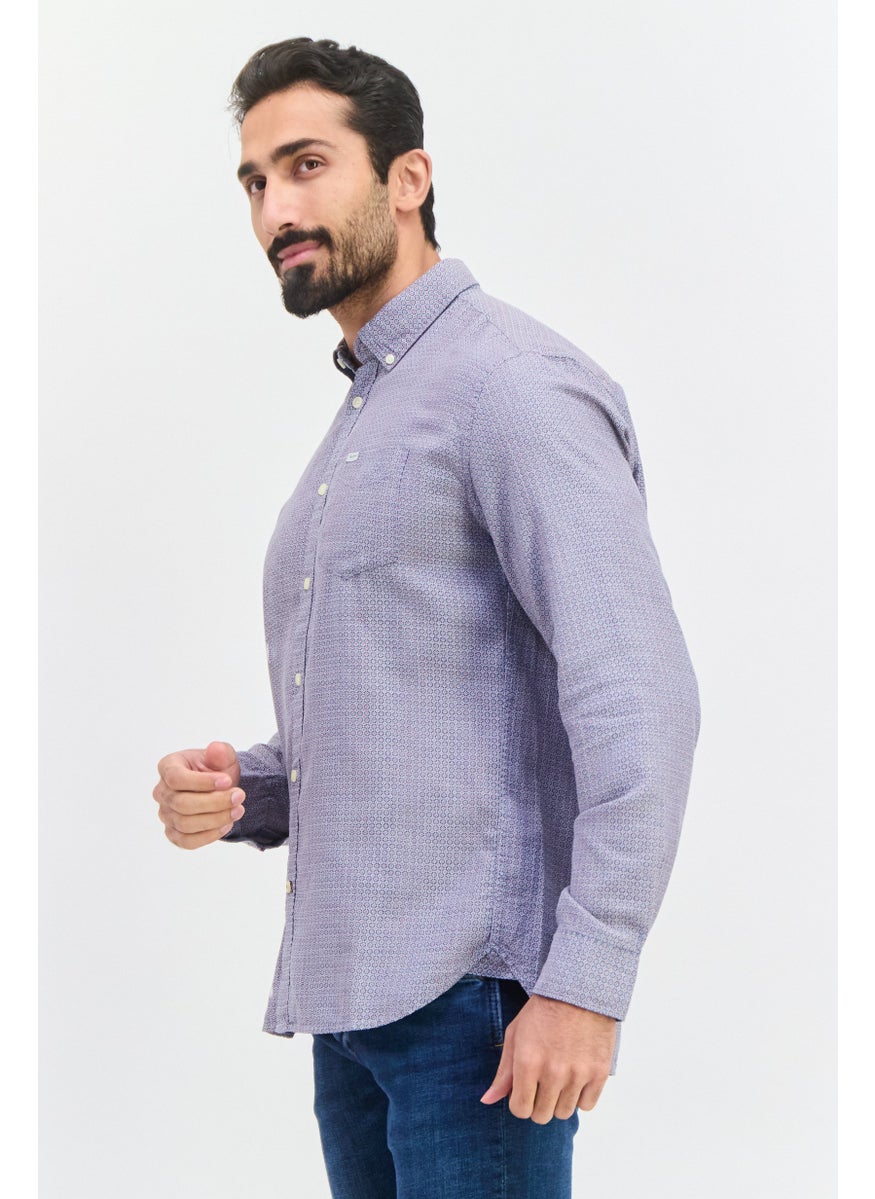 Pepe Jeans Men Regular Fit Allover Print Long Sleeves Casual Shirt, Blue  - Image 2