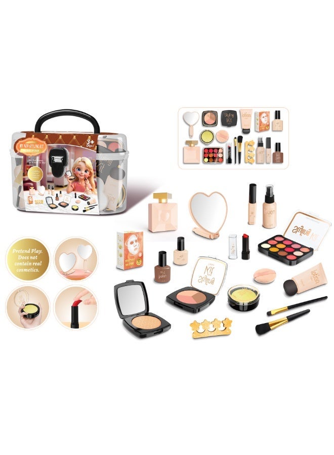 MIXDE 17 PCS Kids Makeup Kit,Real Kids Makeup Set Washable Makeup Set Toys for Girls with Portable Makeup Box Including Lipstick, Eye Shadows and So On,Princess Dress Up Makeup Set Toys - Image 2