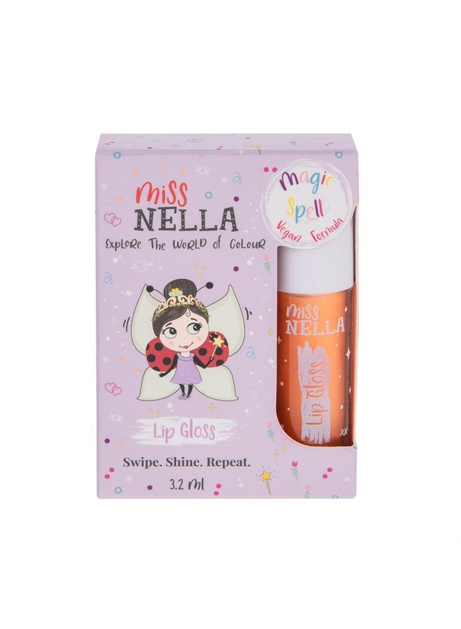 Miss NELLA Magic Spell Lip Gloss, Peach hydrating children Lip Gloss, watermelon scent, gentle on the skin. gives a sheer kiss of colour, with extra shine. - Image 1
