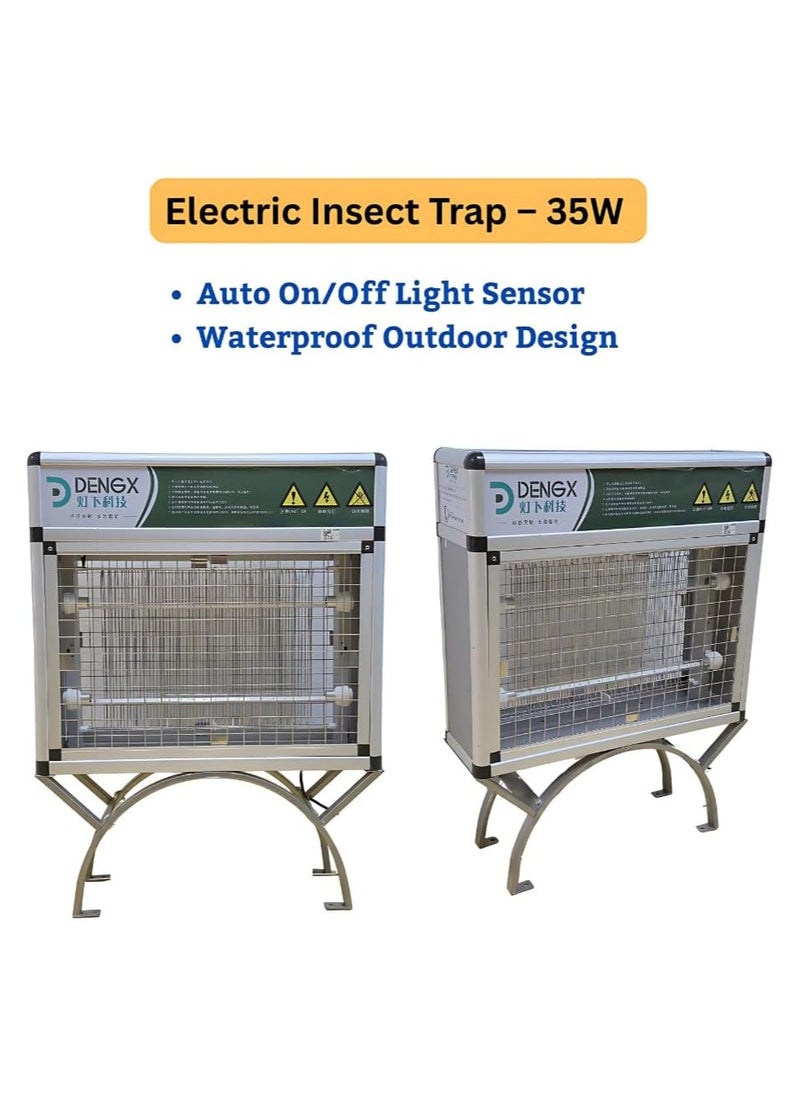 Generic - Electrical Insect Trap, 35W, 2500-3500V High-Voltage Bug Zapper with Auto On/Off Light Sensor, Waterproof Design, 2x16W LED UV Lights, SS 304 Net, 34cm Height, Indoor/Outdoor Pest Control - Image 1