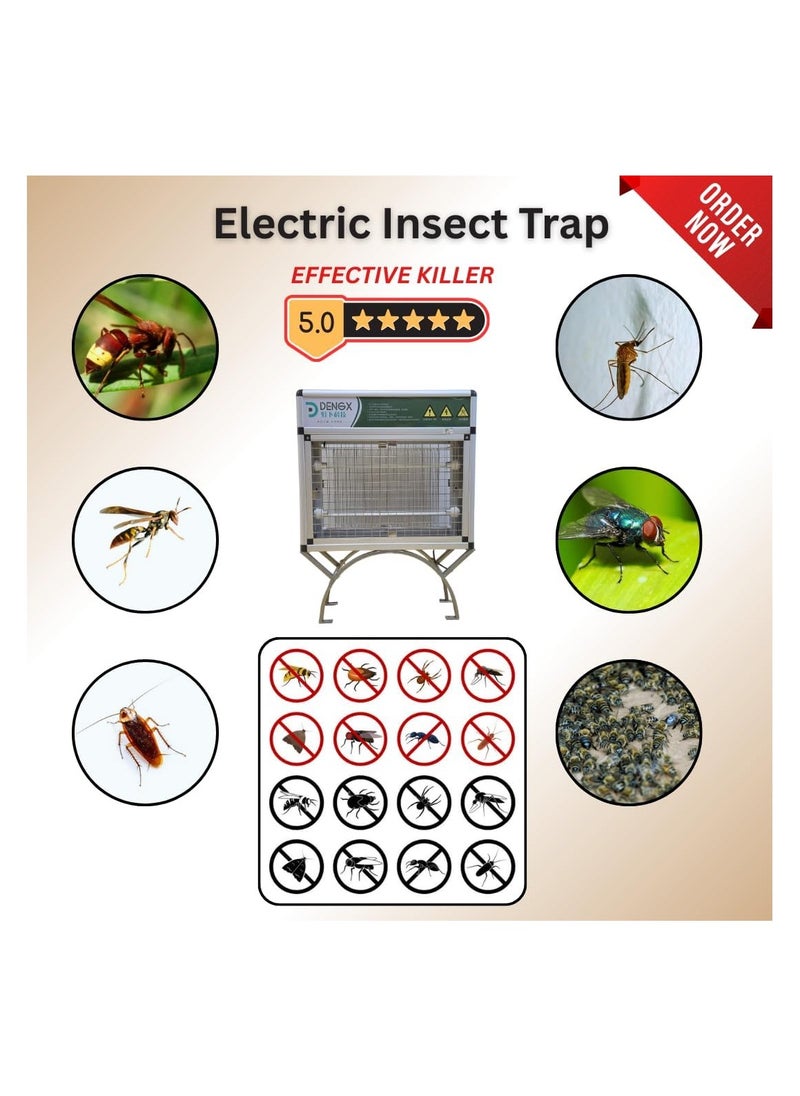 Generic - Electrical Insect Trap, 35W, 2500-3500V High-Voltage Bug Zapper with Auto On/Off Light Sensor, Waterproof Design, 2x16W LED UV Lights, SS 304 Net, 34cm Height, Indoor/Outdoor Pest Control - Image 1