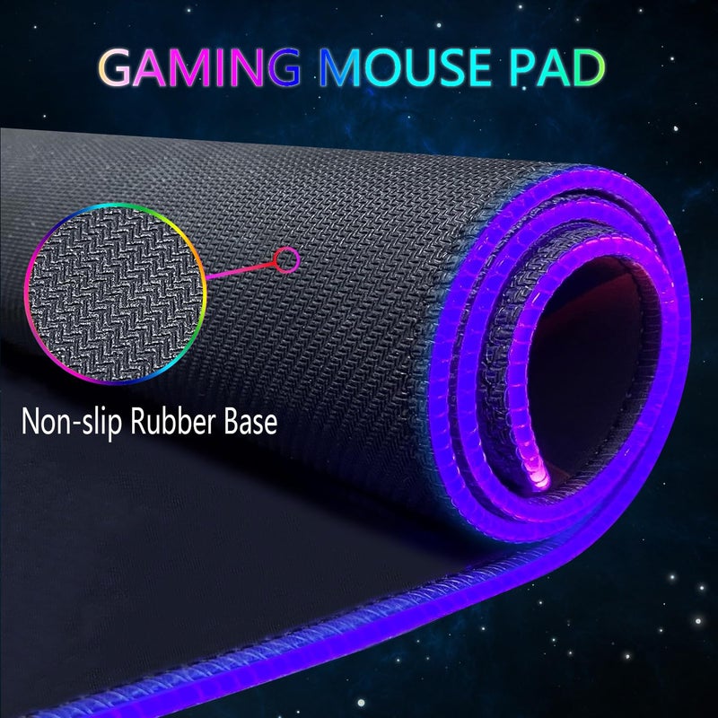Armanza RGB Gaming Mouse Pad, Large Mousepad with Led Light, Big Keyboard Pad Gaming Accessories for Desk, Non-Slip Rubber Base Black Human Skeleton Mouse Mat for Gamer, 31.5 X 11.8 Inch - Image 5