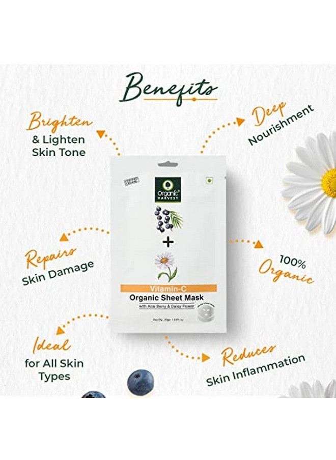 Organic Harvest Vitamin C Face Sheet Mask Provide Instant Hydration Suitable For All Skin Types 100% Organic Sulphate & Paraben Free 20Gm Pack Of 1  - Image 3