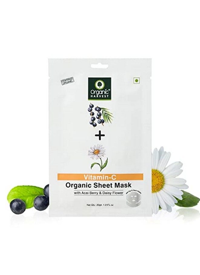 Organic Harvest Vitamin C Face Sheet Mask Provide Instant Hydration Suitable For All Skin Types 100% Organic Sulphate & Paraben Free 20Gm Pack Of 1  - Image 2