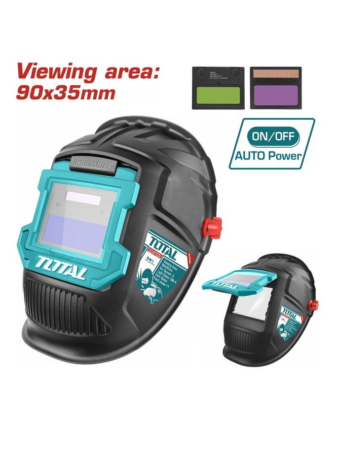 TOTAL TOTAL Auto Darkening Welding Helmet TSP9309 – Professional Solar-Powered Welding Helmet with Fixed Shade 11, 90×35mm Viewing Area, Instant Switching, UV/IR Protection for MIG, TIG, and Stick Welding  - Image 1