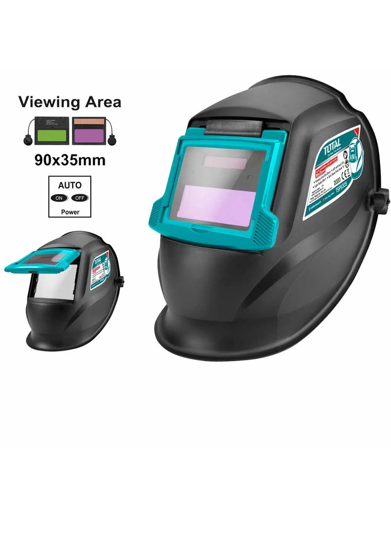TOTAL TOTAL Auto Darkening Welding Helmet TSP9309 – Professional Solar-Powered Welding Helmet with Fixed Shade 11, 90×35mm Viewing Area, Instant Switching, UV/IR Protection for MIG, TIG, and Stick Welding  - Image 4