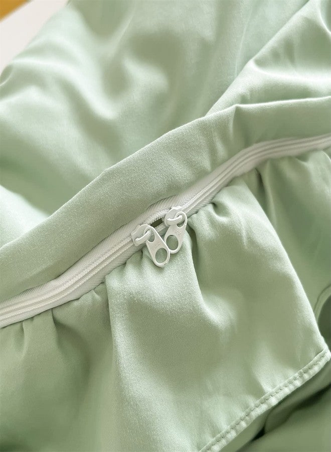 MOOWOO Chic Ruffle Lace Polyester Duvet Cover Set -Girl Green Bedding-2 Piece Twin Duvet Cover with Zipper Closure -Ultra Soft and Light Weight (Green,Twin Size) - Image 4
