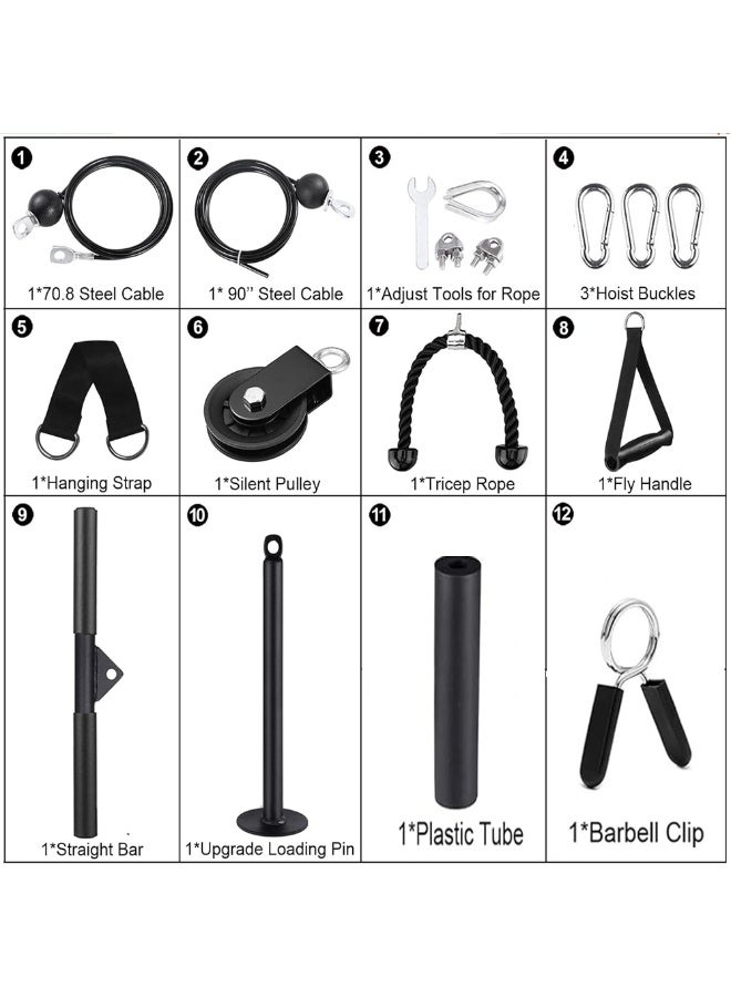 KINGMAZI LAT and Lift Pulley System Gym, Upgraded DIY Fitness Pulley Cable Machine Attachment for Triceps Pull Downs, Biceps Curl, Forearm, Shoulder - Home Gym Exercise Pulley System Equipment - Image 2