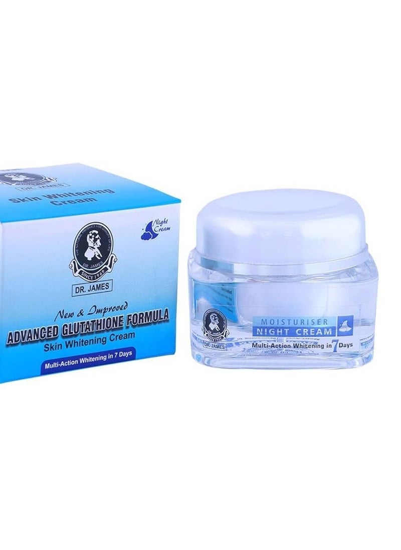 DR. JAMES Dr. James Advanced Glutathione Night Cream – Skin Whitening, Anti-Dark Spots, Glowing Skin, Deep Nourishment Moisturizer, 50g 
