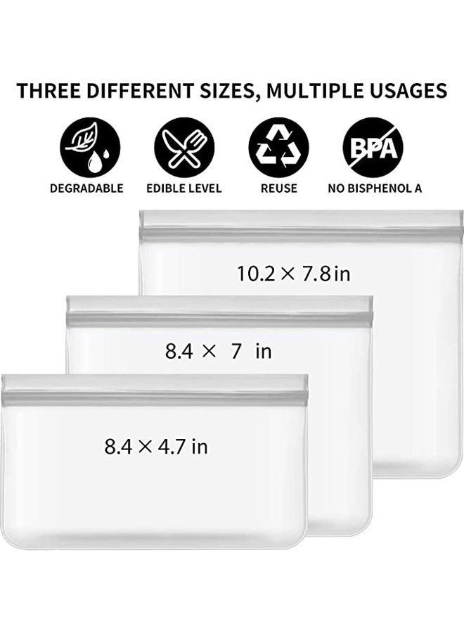 NIBEMINENT 10-Piece Reusable Freezer Bags Clear/Grey Small (8.4x4.7 inch), Medium (8.4x7 Large (10.2x7.8 inch) - Image 2