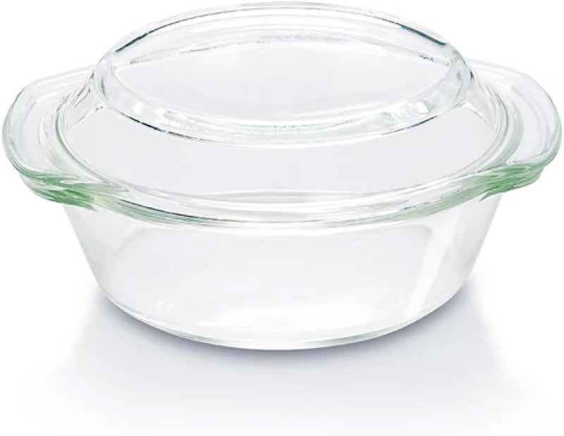 Borosil Glass Casserole - Oven and Microwave Safe Serving Bowl with Glass Lid, 700ml clear 0.7Liters - Image 1