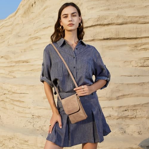 BOSTANTEN Vegan Leather Small Crossbody Bags for Women Designer Cell Phone Bag Wallet Purses Adjustable Strap Camel Brown - Image 2