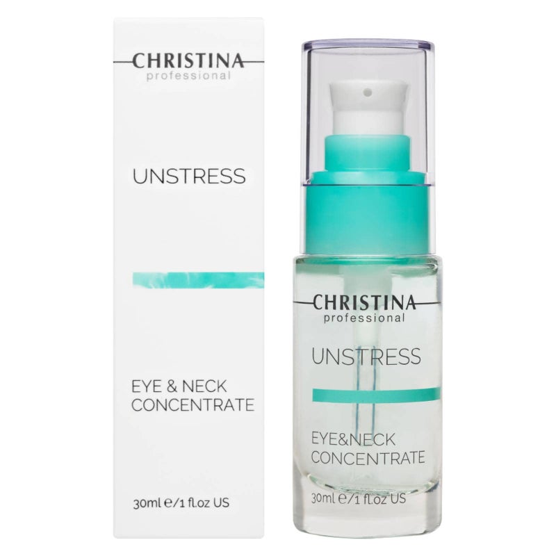 -CHRISTINA- Unstress Eye and Neck Concentrate Hydrating Peptide Serum for Face | Soothing Relief and Softening Effect | Face Serum Balances Skin Microflora 1 fl. oz (30 ml) - Image 4