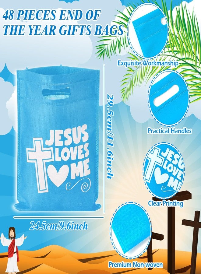 Wesnoy 48 Pcs End of The Year Gifts Bags for Students Jesus Loves Me Religious Christian Goodie Treat Bags with Handles Bulk Non Woven for First Communion Church Baptism Party Favors - Image 5