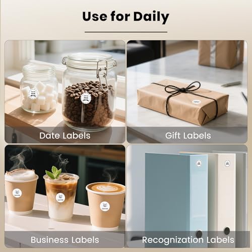 FINDAT White Round Thermal Labels 1 Inch Vinyl Circle Waterproof Direct Printer Sticker Self-Adhesive Perforated Name Tag for Logo DIY QR Design Office Address 500 PCS - Image 4