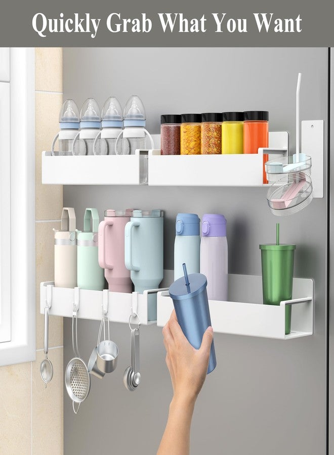 HuggieGems Magnetic Water Bottle Holder for Refrigerator, Cup Holder Organizer for Stanley and Tumbler for Kitchen, 4 Pack, White - Image 4