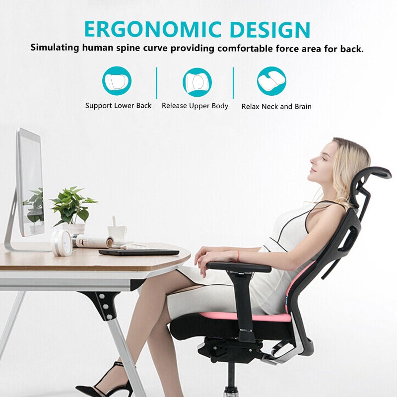 FLORICH Car Seat Cushion and Back Support for Office Chair Memory Foam Chair Cushions Pressure Relief Seat Pads with Gel Massage Point Lumbar Support (Light Pink) - Image 4