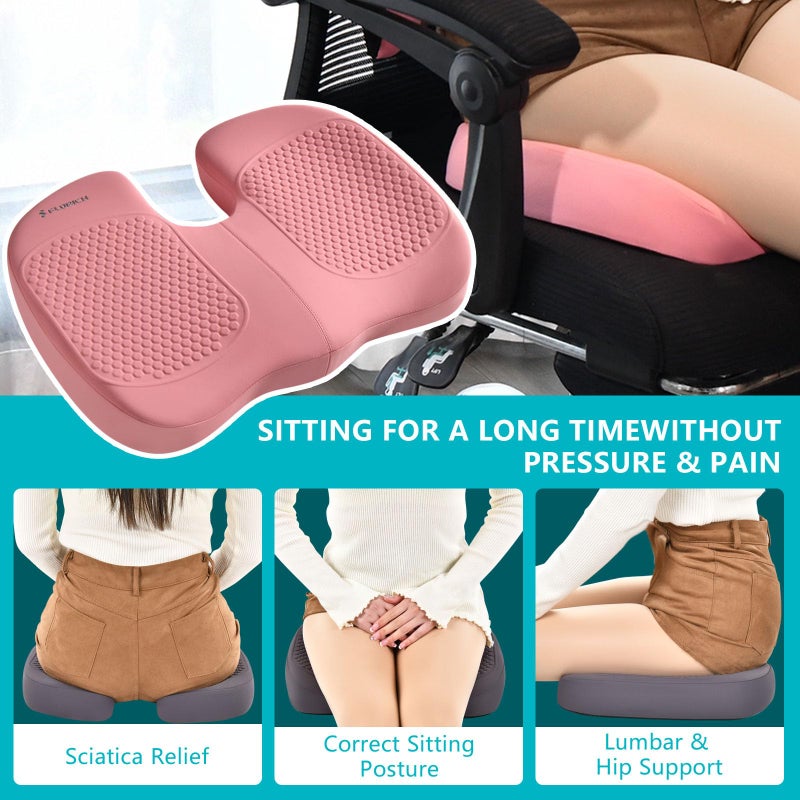 FLORICH Car Seat Cushion and Back Support for Office Chair Memory Foam Chair Cushions Pressure Relief Seat Pads with Gel Massage Point Lumbar Support (Light Pink) - Image 5
