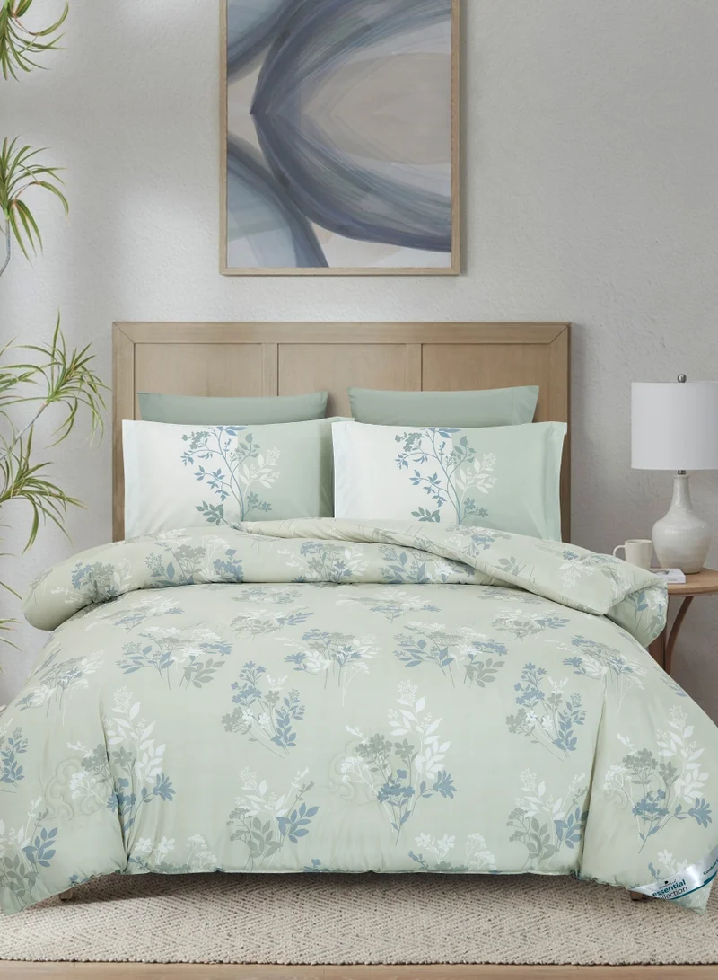 Donetella Printed Comforter Set 6-Pcs King Size All Season Double Bed Fits(200 X 200 Cm)Bedding Set With Removable Filler And Down Alternative Filling, Sea MIst