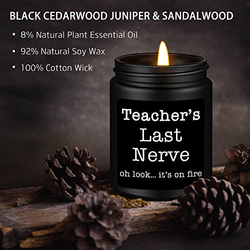 Homsolver Teacher Appreciation Gifts for Women Men, Christmas Birthday Valentines Retirement Thanksgiving Teachers' Day Graduation Season, Teacher’s Last Nerve Scented Candles - Image 2