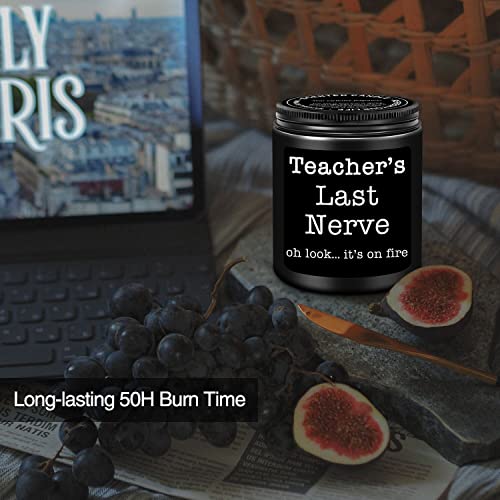 Homsolver Teacher Appreciation Gifts for Women Men, Christmas Birthday Valentines Retirement Thanksgiving Teachers' Day Graduation Season, Teacher’s Last Nerve Scented Candles - Image 5
