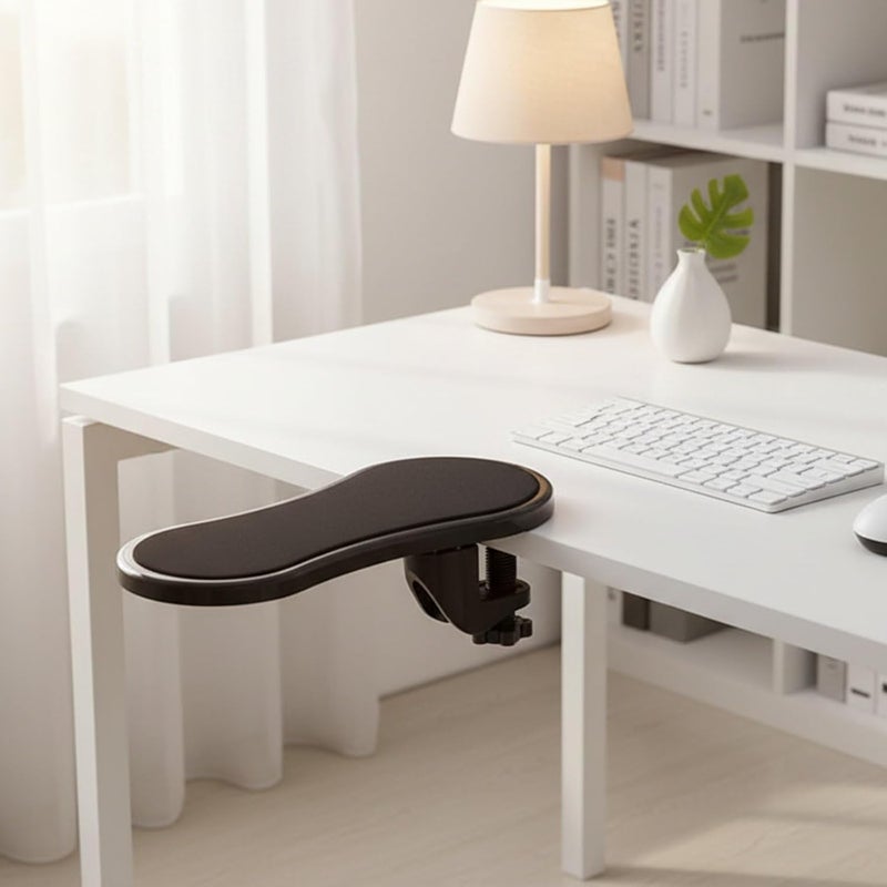 Rotating Desk Armrest 180 Rotation Computer Arm Rest Support Ergonomic Design Clamp-on Armrest for Office Workers, Gaming Enthusiasts, Yellow, Mouse Pad Material - Image 2