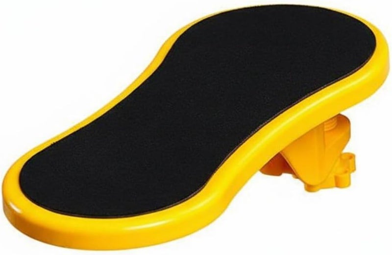 Rotating Desk Armrest 180 Rotation Computer Arm Rest Support Ergonomic Design Clamp-on Armrest for Office Workers, Gaming Enthusiasts, Yellow, Mouse Pad Material - Image 1