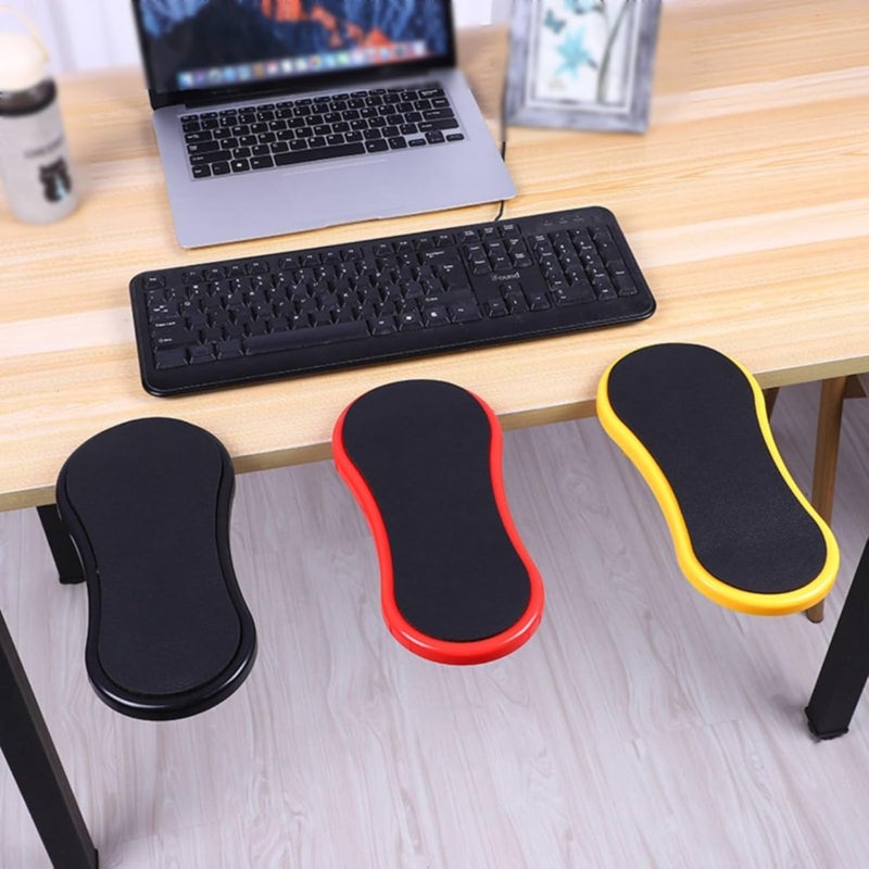 Rotating Desk Armrest 180 Rotation Computer Arm Rest Support Ergonomic Design Clamp-on Armrest for Office Workers, Gaming Enthusiasts, Yellow, Mouse Pad Material - Image 3