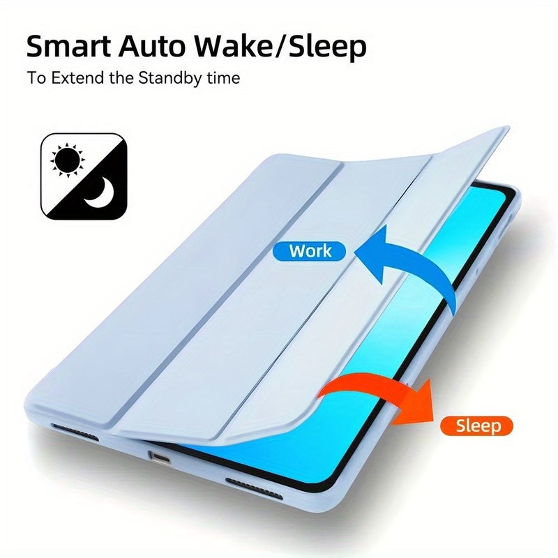 Galaxy Tab A11 8.7 Inch 2025 Case with Smart Cover Stand Auto Wake Sleep Lightweight Scratch Resistant Soft Protective Case Ice Blue - Image 3