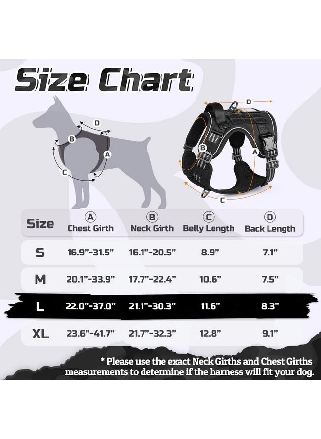 Rabbitgoo - rabbitgoo Tactical Dog Harness for Large Dogs, No Pull Military Dog Harness with Handle & Molle, Easy Control Service Dog Vest Training Walking, Adjustable Reflective Tactical Pet Harness, Black, L - Image 1