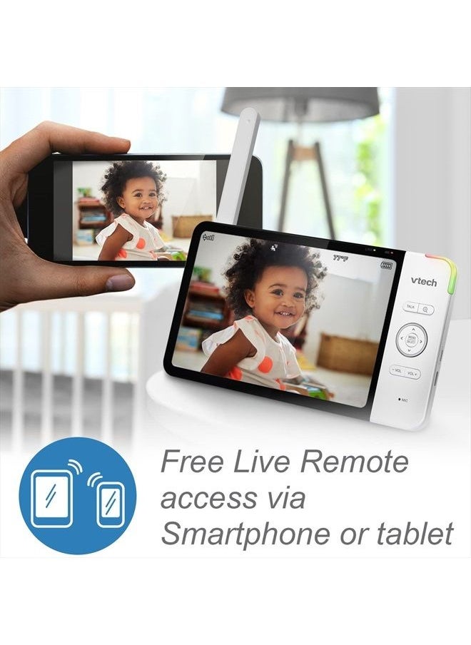 RM7764HD 1080p WiFi Remote Access Baby Monitor, 360° Pan&Tilt, 7” 720p HD Display, HD Night Vision, Soothing Sounds, 2-Way Talk, Temperature Sensor, Motion Detection, iOS & Android