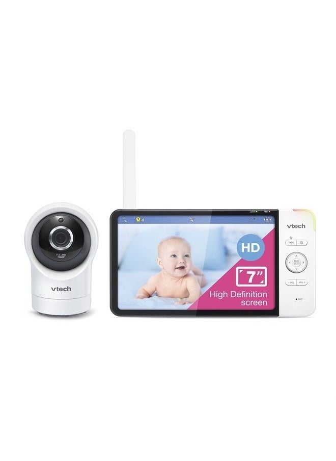 RM7764HD 1080p WiFi Remote Access Baby Monitor, 360° Pan&Tilt, 7” 720p HD Display, HD Night Vision, Soothing Sounds, 2-Way Talk, Temperature Sensor, Motion Detection, iOS & Android