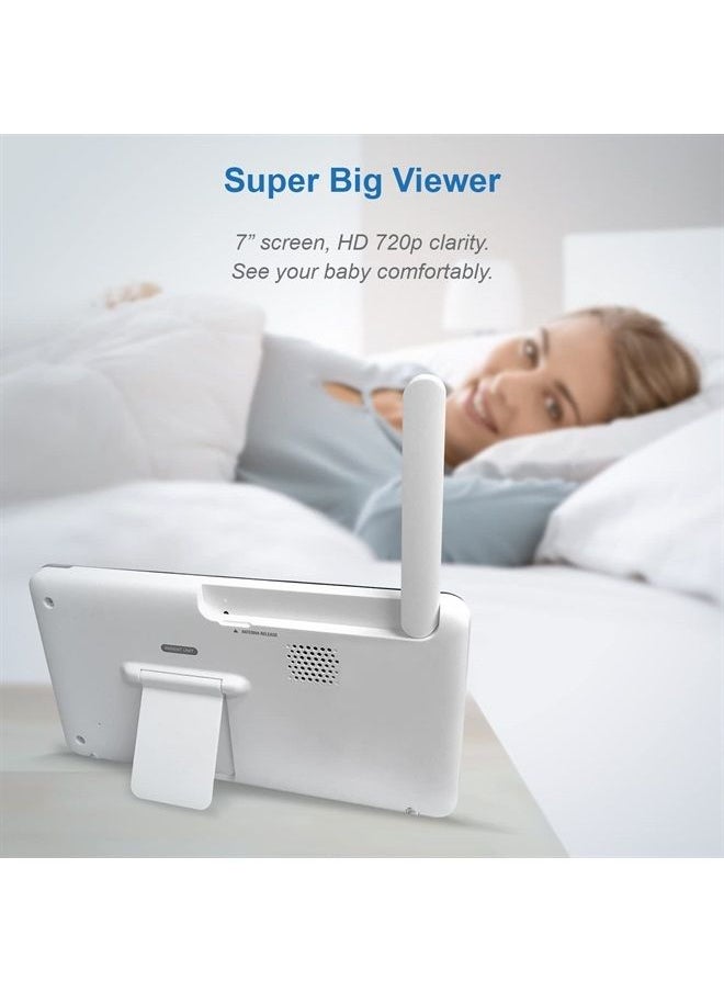RM7764HD 1080p WiFi Remote Access Baby Monitor, 360° Pan&Tilt, 7” 720p HD Display, HD Night Vision, Soothing Sounds, 2-Way Talk, Temperature Sensor, Motion Detection, iOS & Android