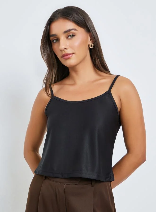 Styli  Black Floral Print Sheer Blouse with Inner Cami for Women | Best Price UAE