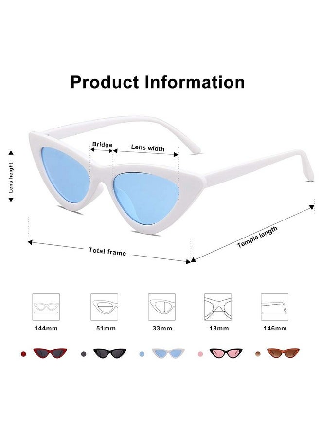 Sojos Retro Vintage Narrow Cat Eye Sunglasses For Women Clout Goggles Plastic Frame Sj2044 With White Frameblue Lens  - Image 2