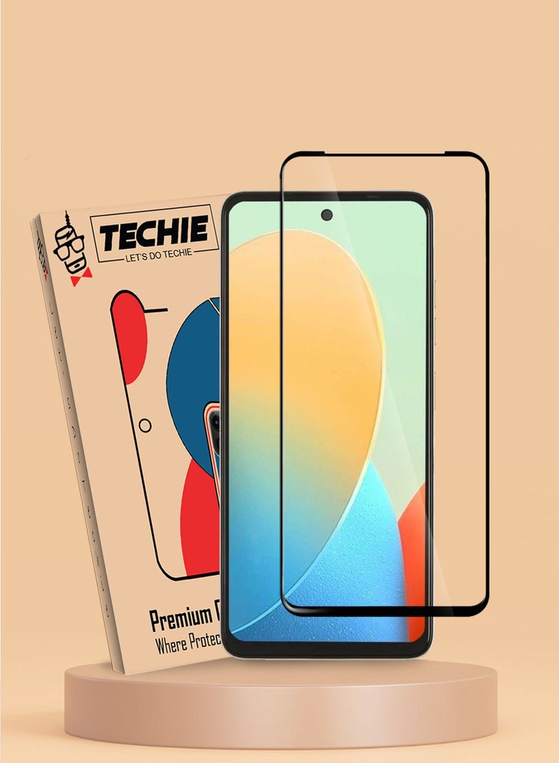 Techie واقي شاشة كامل من الزجاج المقوى عالي الجودة بدرجة صلابة 10H لهاتف Tecno Spark Go 2024 - مضاد للخدش ومضاد لبصمات الأصابع ومضاد للفقاعات - Image 1