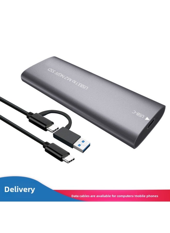 Generic M.2 Hard Disk Box USB3.1Type-C Transfer M.2NGFF Solid State Hard Disk Box Metal External Mobile Hard Disk Box-Color:TN06-CCA Iron Gray NGFF Agreement  - Image 1