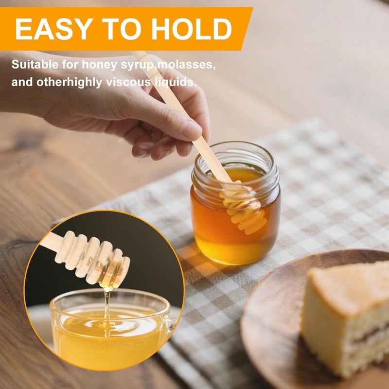 Ninsula 8PCS Wooden Honey Dipper Set, 6.2 Inch Honey Dipper Sticks Honey Spoon, Mini Honeycomb Stick for Evenly Drizzling Honey Over Food and Wedding Party Gift - Image 4