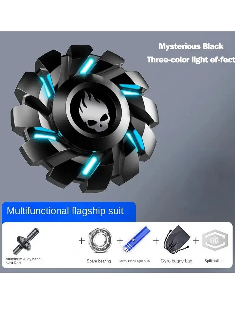AROAQ Fidget Spinner, Luminous Fingertips Gyro Advanced Fidget Spinner, Multifunction Decompression Finger Artifact Toy, Stress Relief Rainbow Light Fingers Toy For Children Adult, (Black Flagship Suit) - Image 1